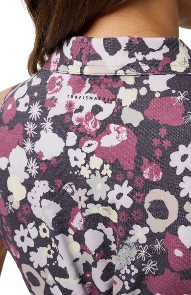 Travis Mathew Featherweight Printed Sleeveless dames polo, graystone floral multi