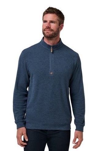 Travis Mathew Cloud heren sweater 1/4 zip, heather navy