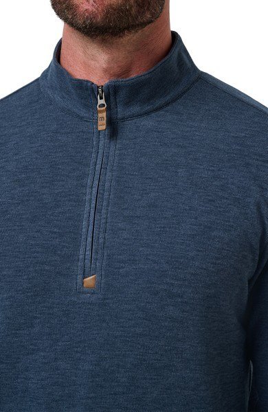 Travis Mathew Cloud heren sweater 1/4 zip, heather navy