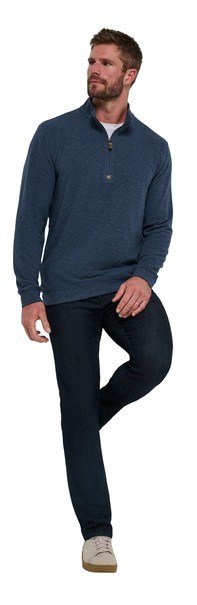 Travis Mathew Cloud heren sweater 1/4 zip, heather navy