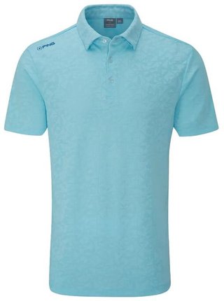 PING Geo Camo heren polo, crystal blue