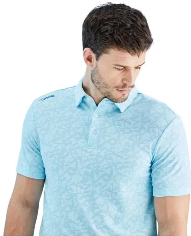 PING Geo Camo heren polo, crystal blue