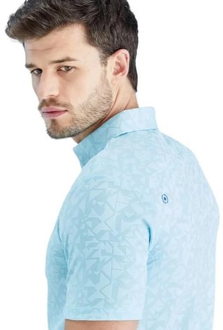 PING Geo Camo heren polo, crystal blue