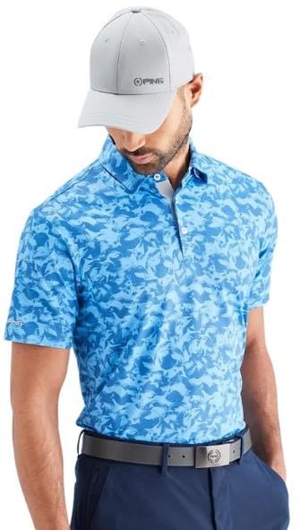PING Julian heren polo, tidal blue multi