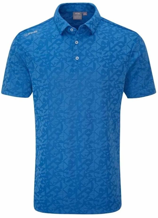PING Geo Camo heren polo, tidal blue