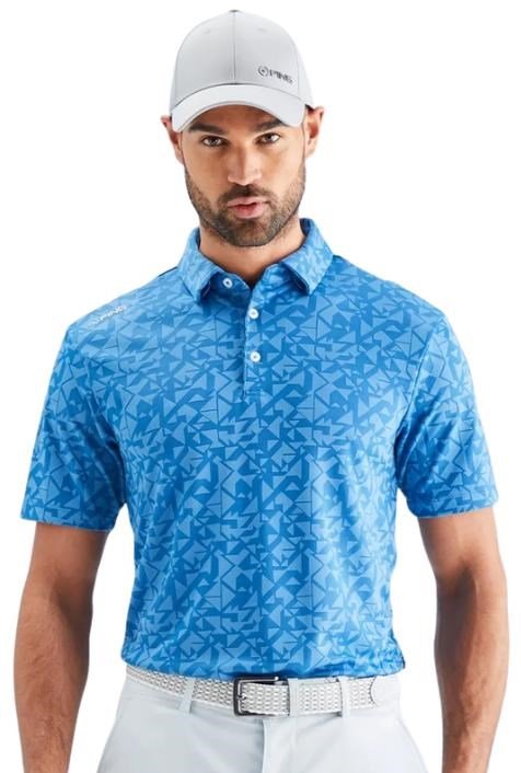 PING Geo Camo heren polo, tidal blue