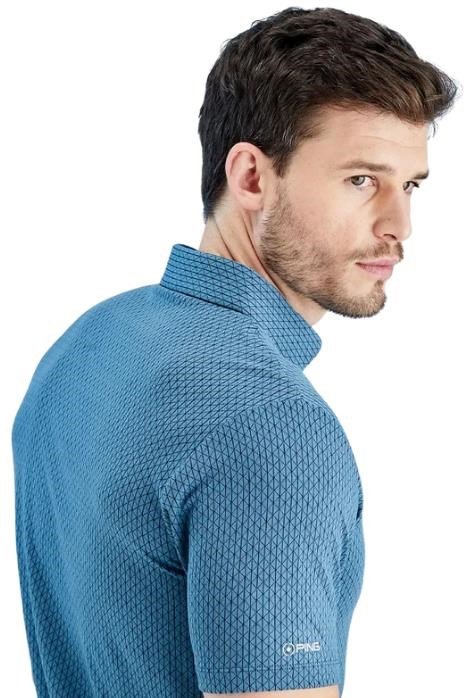 PING Hershel heren polo, blue fusion multi
