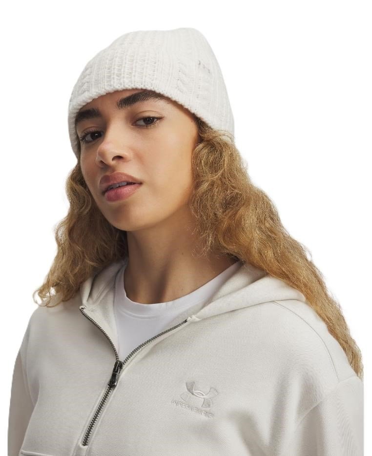 Under Armour Halftime Cable Knit dames beanie, stone/khaki base