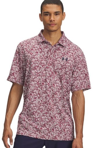 Under Armour Playoff 3.0 Printed heren polo, tourmaline pink/dark maroon/midnight navy