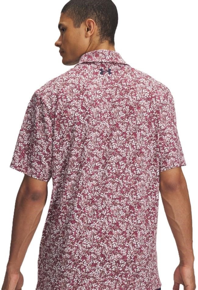 Under Armour Playoff 3.0 Printed heren polo, tourmaline pink/dark maroon/midnight navy