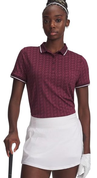Under Armour Playoff Jacquard dames polo, dark maroon/fuchsia dusk/white