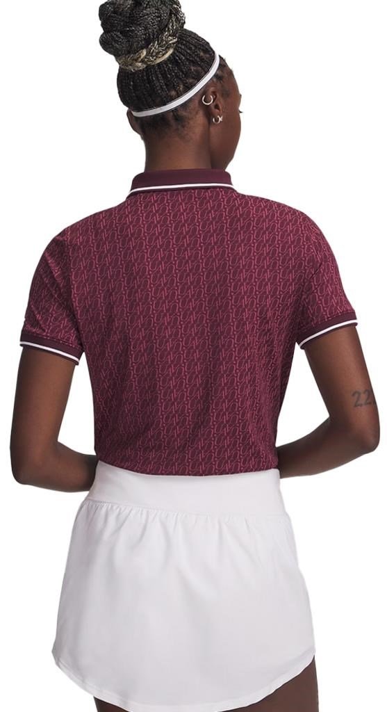 Under Armour Playoff Jacquard dames polo, dark maroon/fuchsia dusk/white