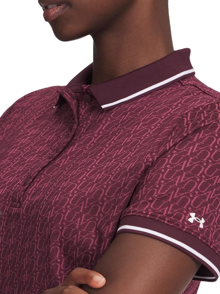Under Armour Playoff Jacquard dames polo, dark maroon/fuchsia dusk/white