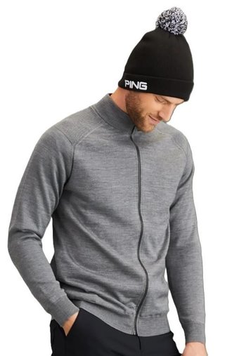 PING Murphy Lined full zip heren trui, french grey marl