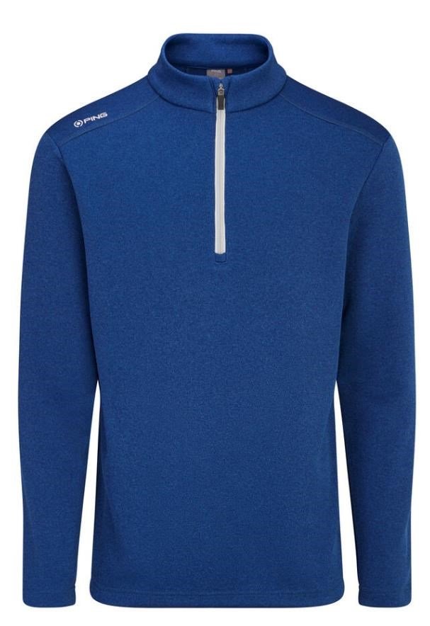 PING Ramsey half zip ribbed fleece heren pullover, inky marl