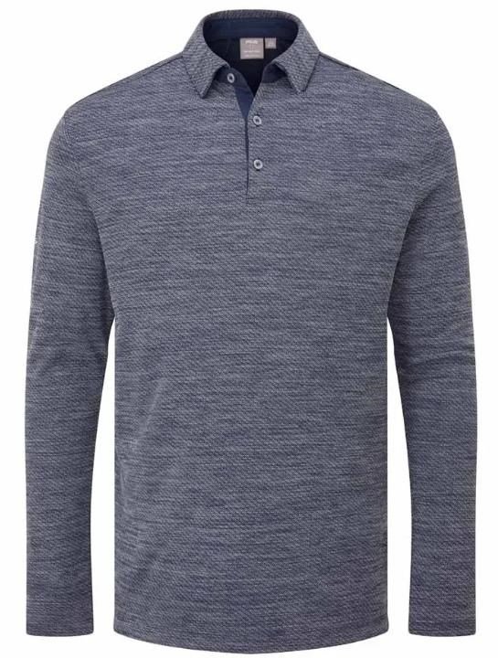 PING Creek polo lange mouwen heren, navy melange