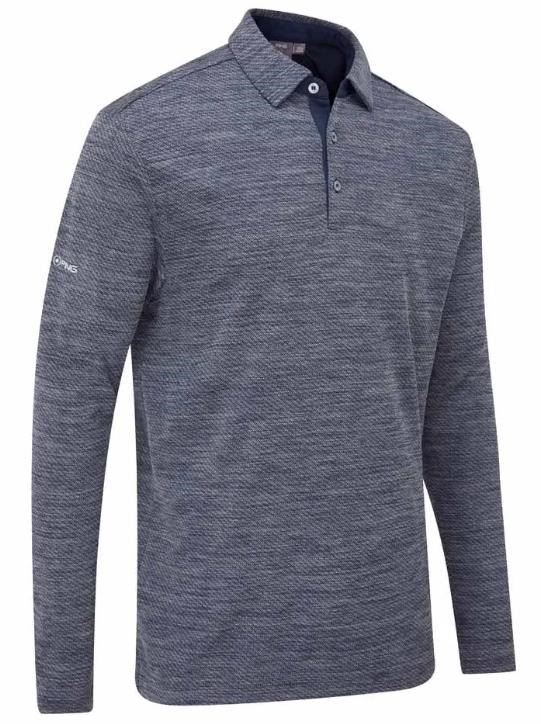 PING Creek polo lange mouwen heren, navy melange