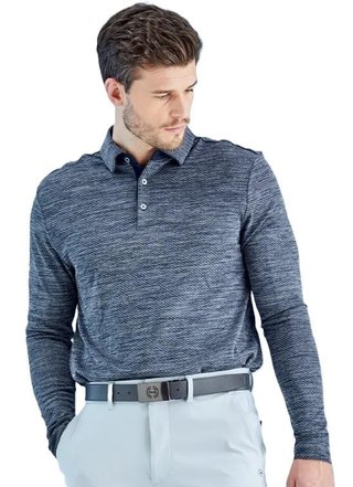 PING Creek polo lange mouwen heren, navy melange