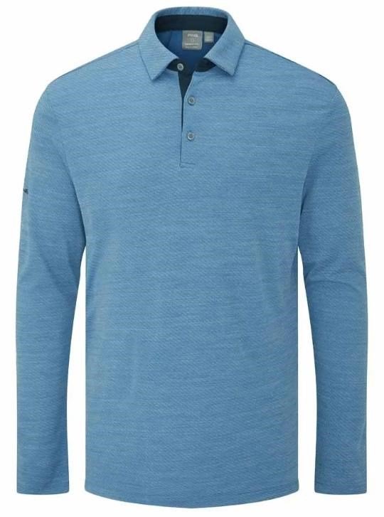 PING Creek polo lange mouwen heren, tidal blue melange