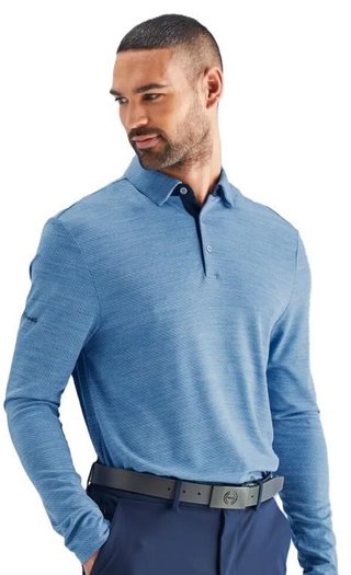 PING Creek polo lange mouwen heren, tidal blue melange
