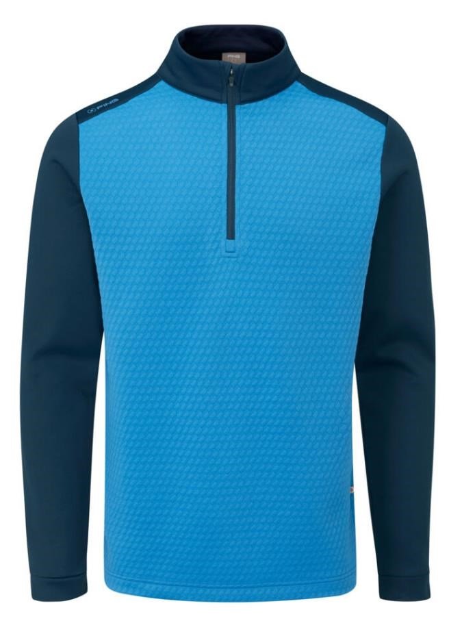 PING Nolan Quarter Zip Fleece heren sweater, tidal blue/navy