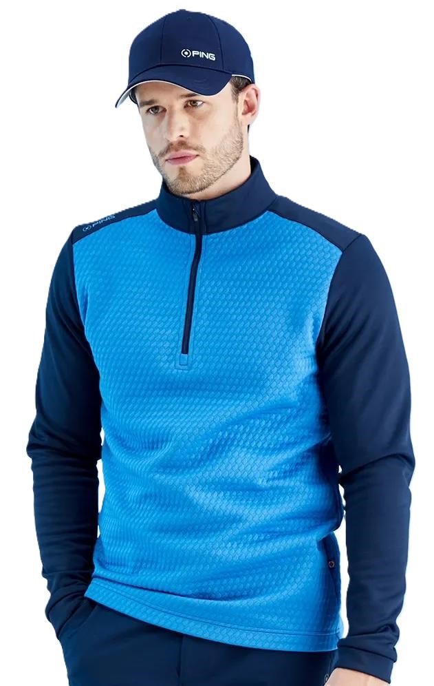 PING Nolan Quarter Zip Fleece heren sweater, tidal blue/navy