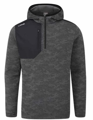 PING Nexa Hooded half zip fleece heren sweater, zwart