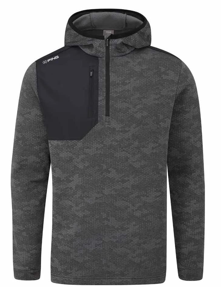 PING Nexa Hooded half zip fleece heren sweater, zwart