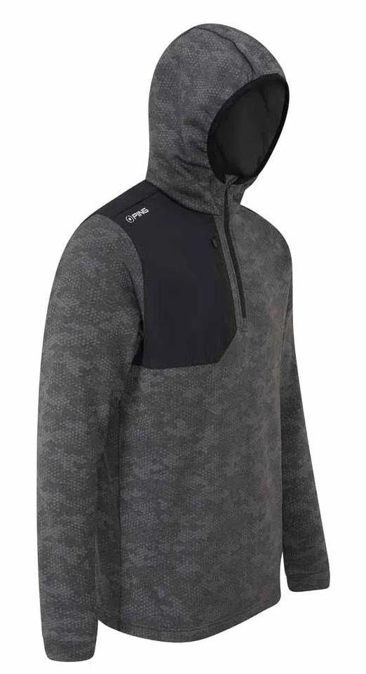 PING Nexa Hooded half zip fleece heren sweater, zwart