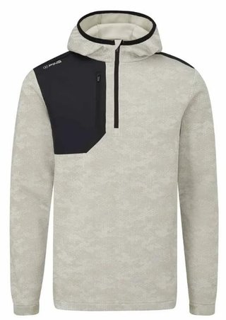 PING Nexa Hooded half zip fleece heren sweatshirt, willow/black