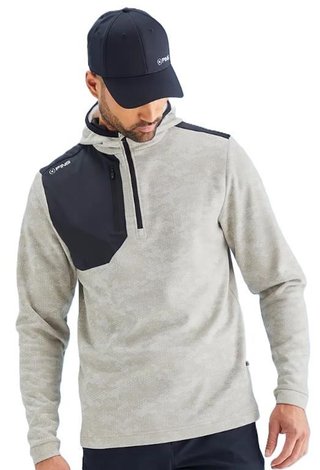PING Nexa Hooded half zip fleece heren sweatshirt, willow/black