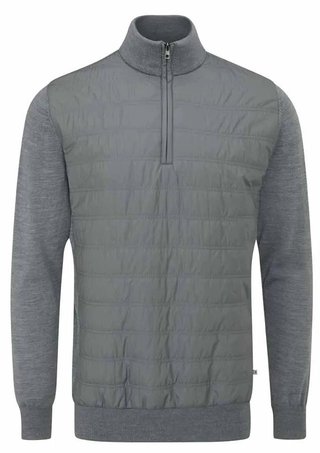 PING Connell Hybrid quarter-zip heren trui, french grey marl