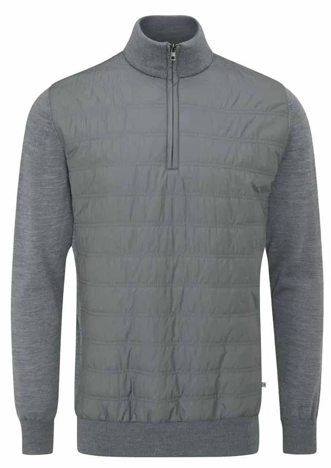 PING Connell Hybrid quarter-zip heren trui, french grey marl