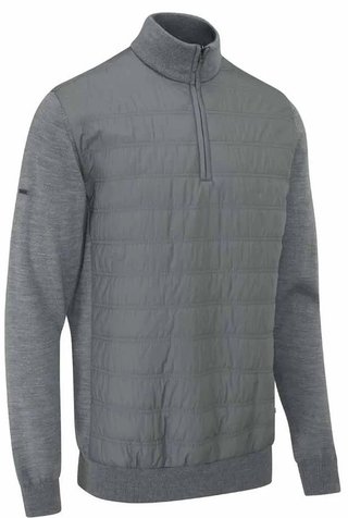 PING Connell Hybrid quarter-zip heren trui, french grey marl