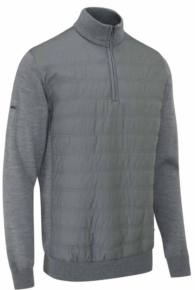 PING Connell Hybrid quarter-zip heren trui, french grey marl