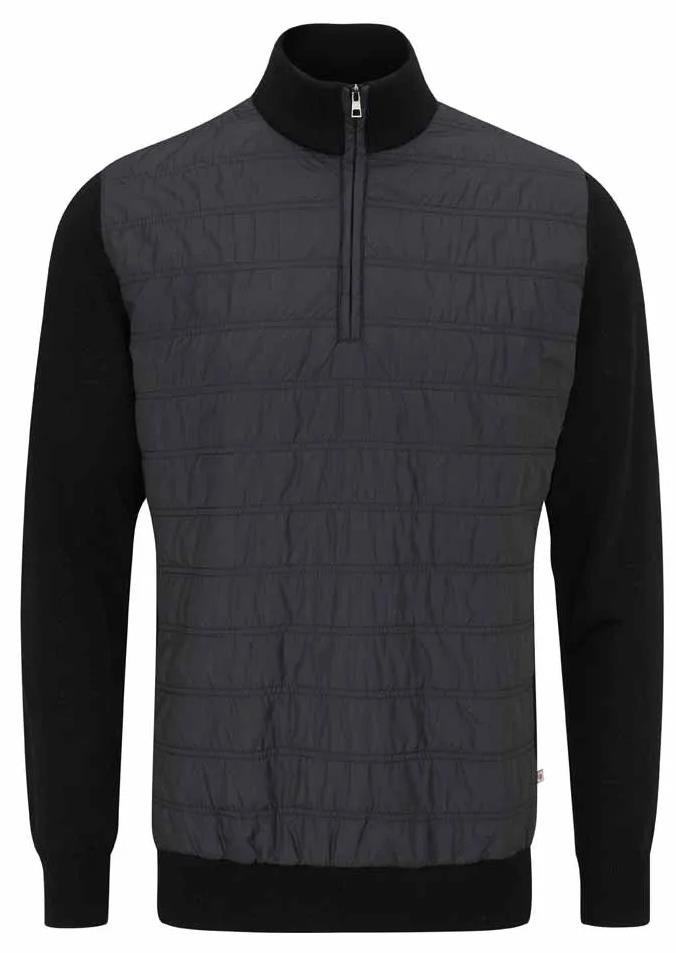 PING Connell Hybrid quarter-zip heren trui, zwart