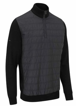 PING Connell Hybrid quarter-zip heren trui, zwart