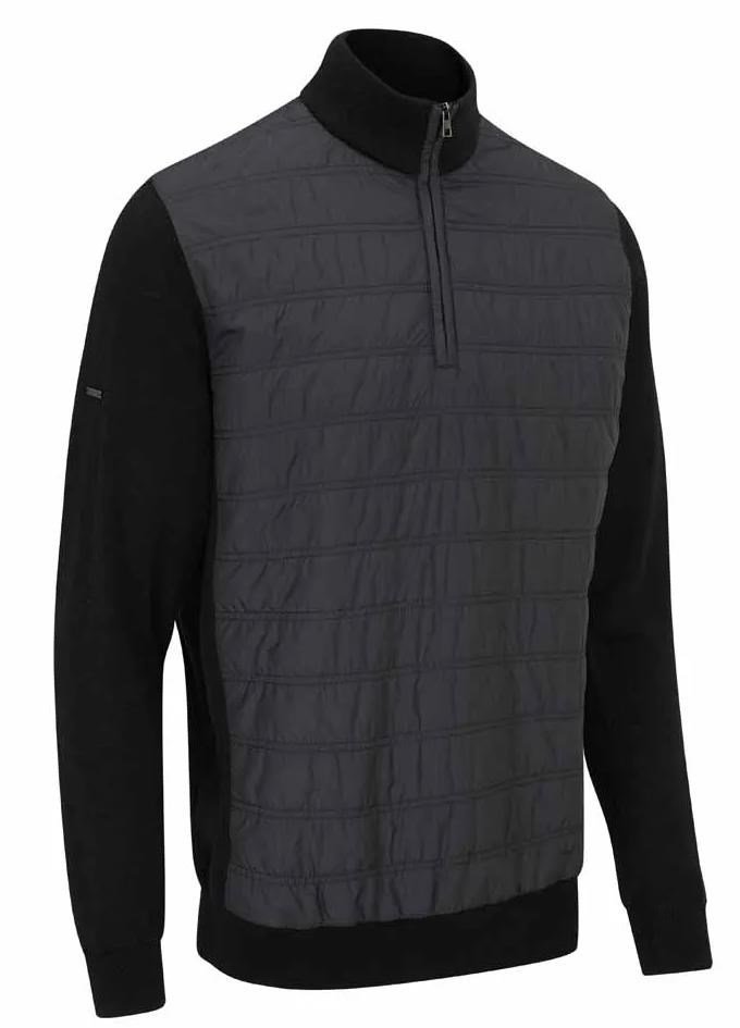 PING Connell Hybrid quarter-zip heren trui, zwart