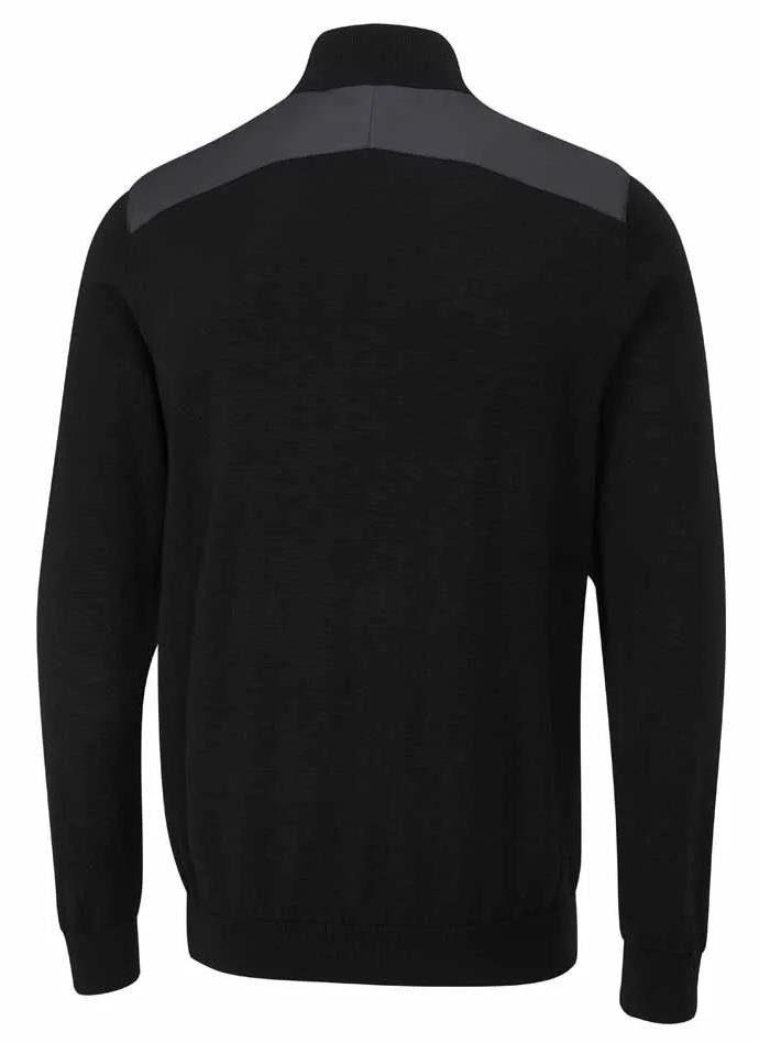 PING Connell Hybrid quarter-zip heren trui, zwart