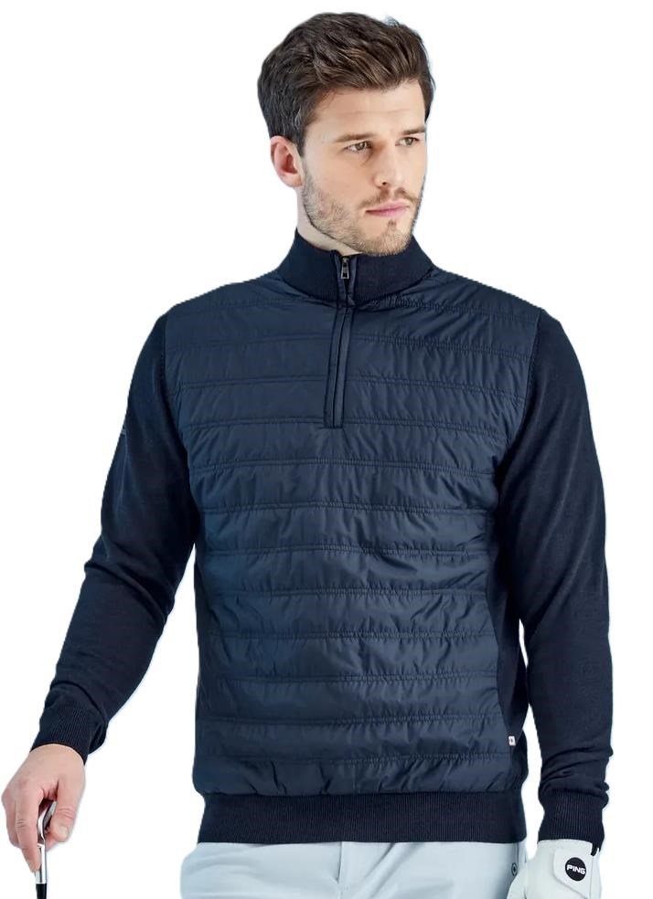 PING Connell Hybrid quarter-zip heren trui, navy