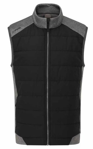 PING Aiden Hybrid Fleece heren vest, asphalt marl/zwart