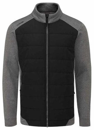 PING Aiden Hybrid fleece heren jack, asphalt marl/zwart