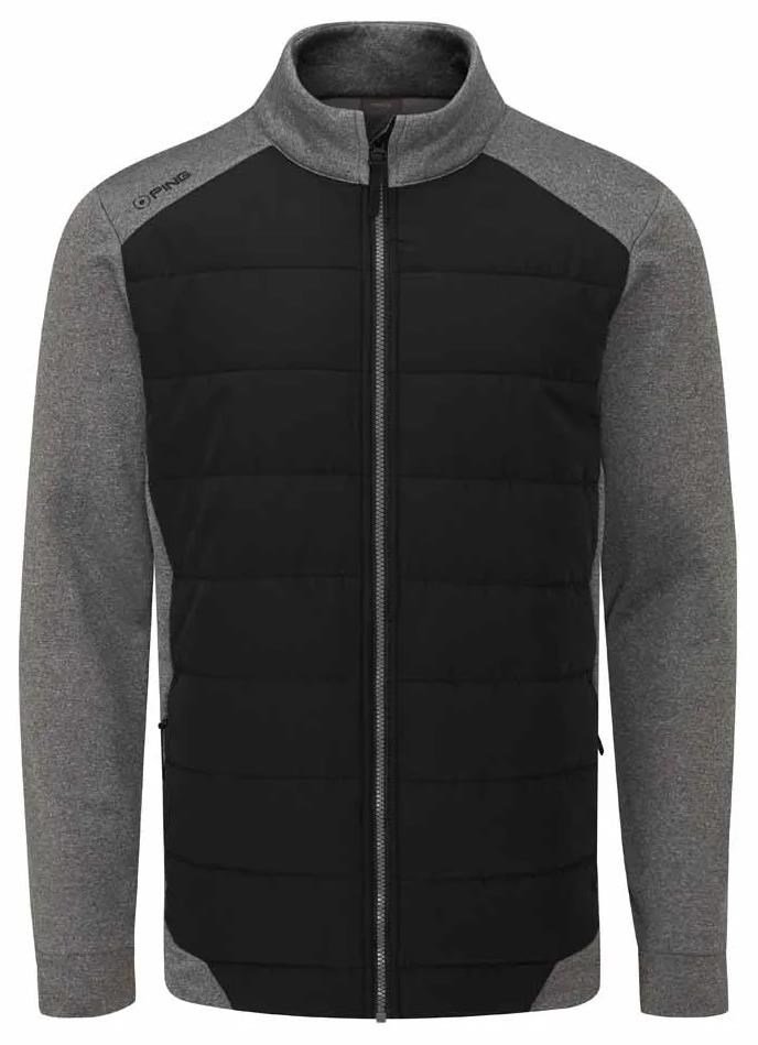 PING Aiden Hybrid fleece heren jack, asphalt marl/zwart