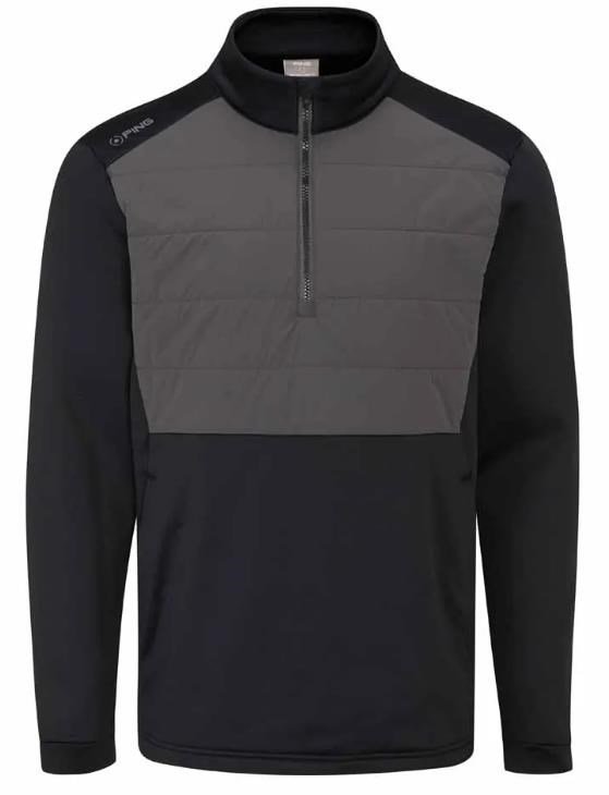 PING Astbury fleece heren jack, zwart/asfalt