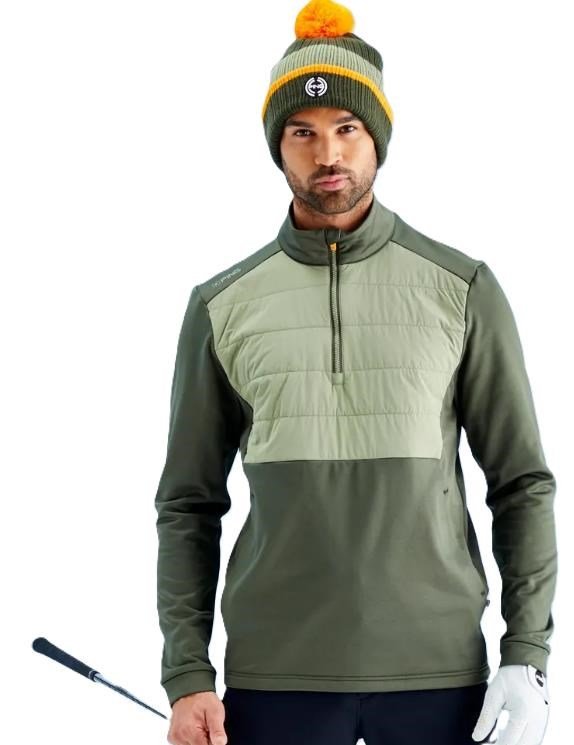 PING Astbury fleece heren jack, dark olive/lichen