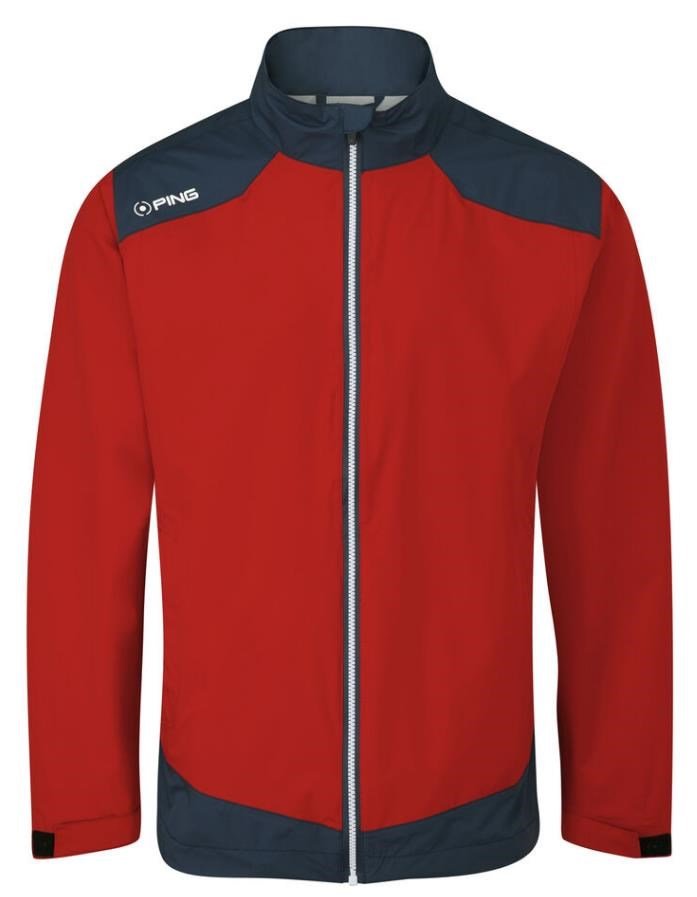 PING AquaDrive Waterproof heren jack, classic red/oxford blue