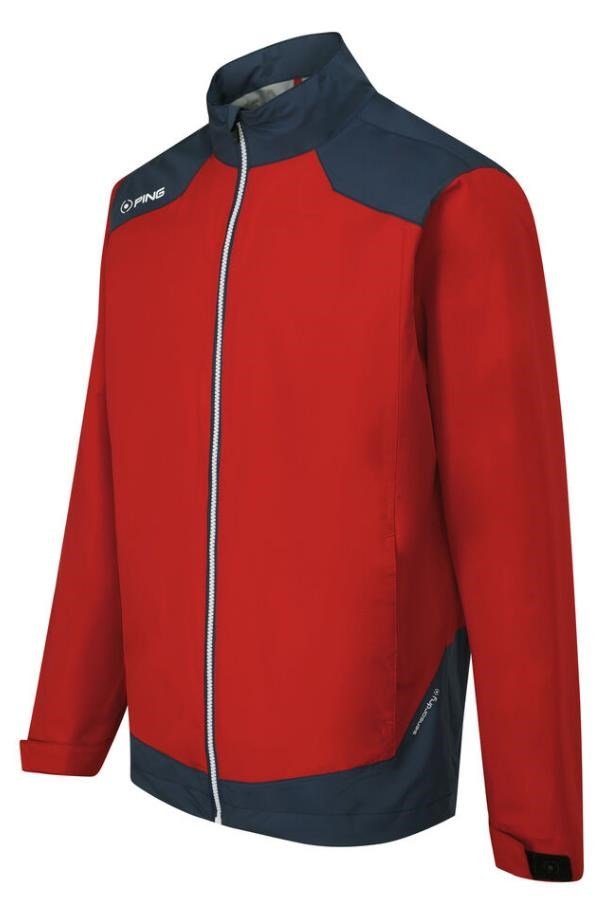 PING AquaDrive Waterproof heren jack, classic red/oxford blue
