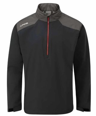 PING AquaDrive Half-Zip heren waterdichte jas, zwart/asphalt