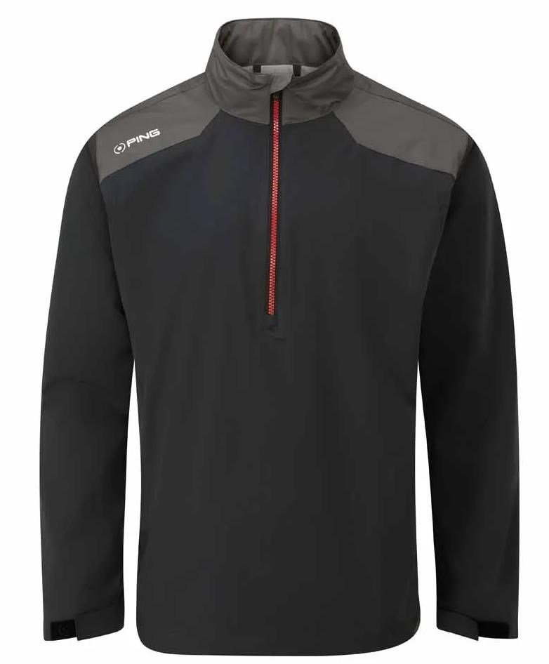 PING AquaDrive Half-Zip heren waterdichte jas, zwart/asphalt