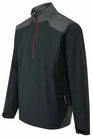 PING AquaDrive Half-Zip heren waterdichte jas, zwart/asphalt